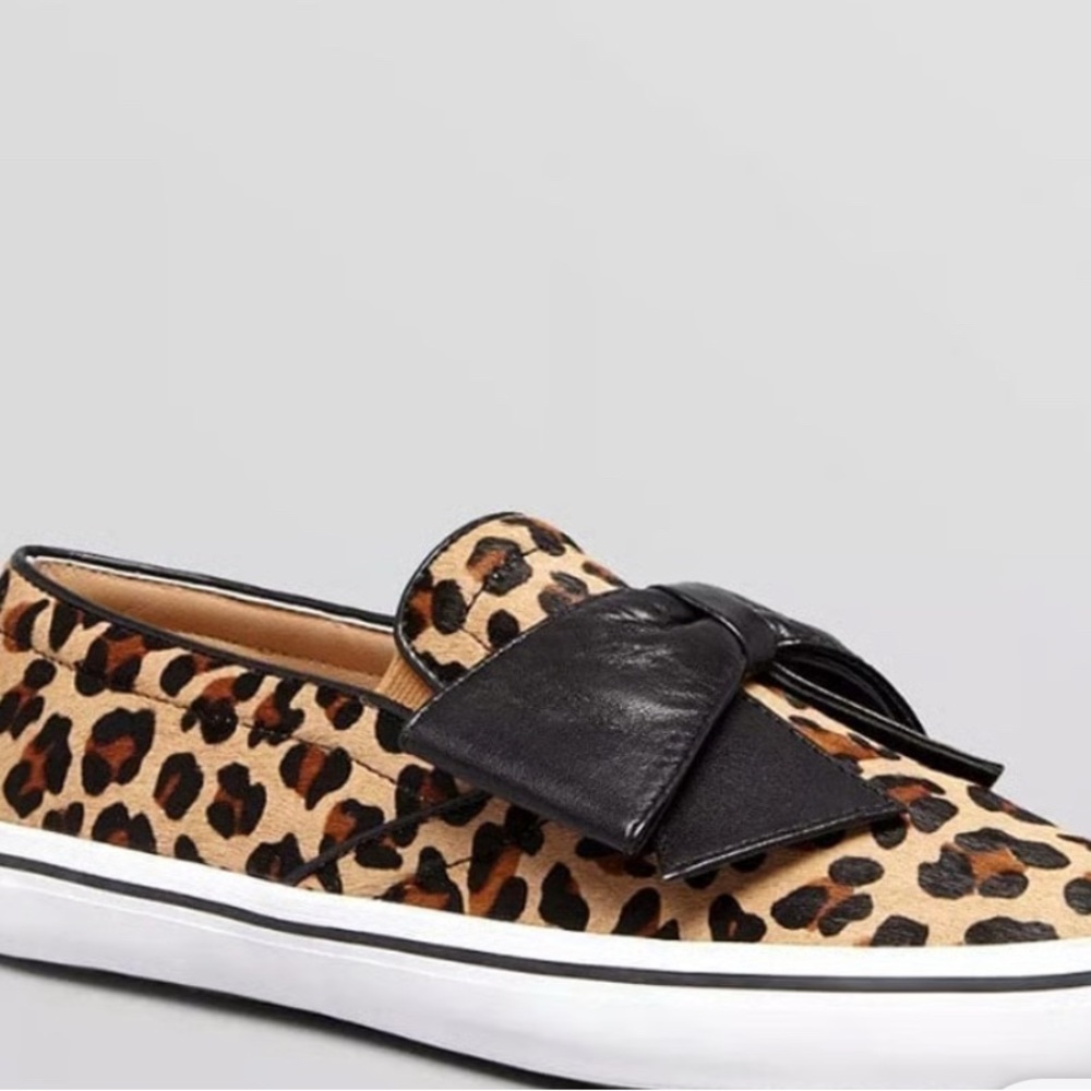 Kate Spade New York Leopard Calf Hair Bow Flat Slip-On Sneakers